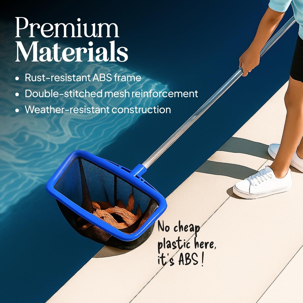Lime UltraDurable Pool Skimmer Net – Deep Fine Mesh for Efficient Leaf & Debr...