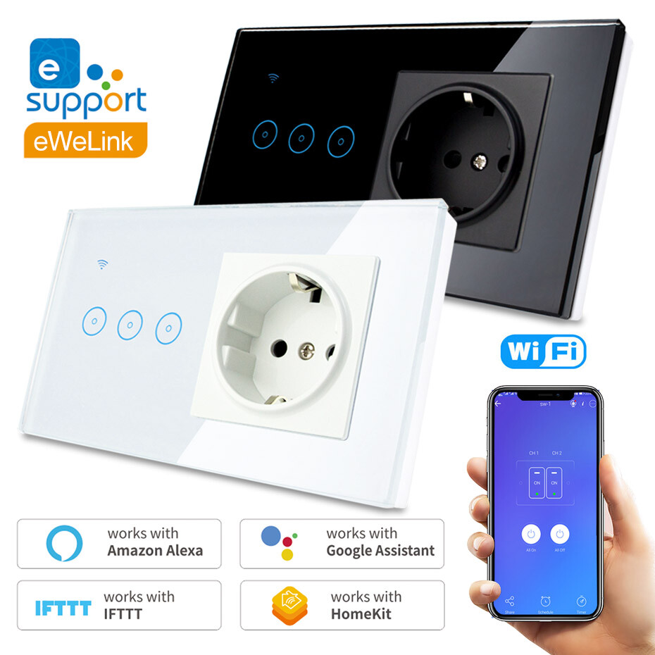 eWelink WiFi Smart Touch Switch Wall Light Voice Control Dimmer,Curtain Switch