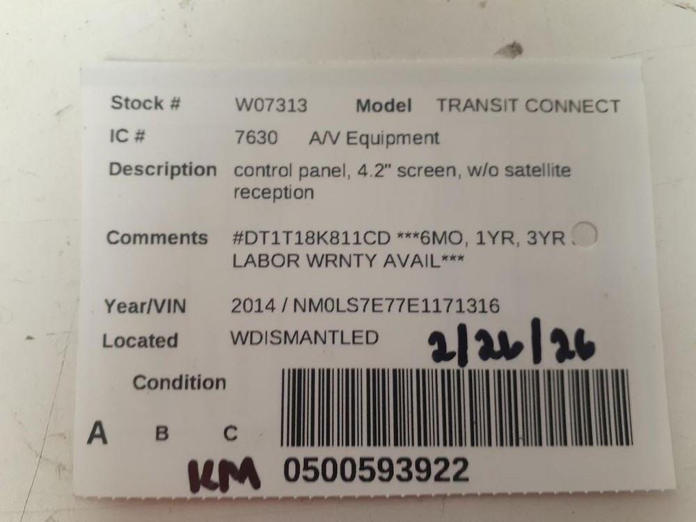 Audio Equipment Radio Control Panel Sync Fits 14-16 TRANSIT CONNECT 2230626