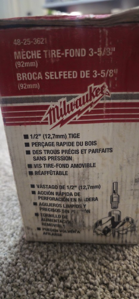 Milwaukee Tool 48-25-3621 Selfeed Bit 3-5/8"