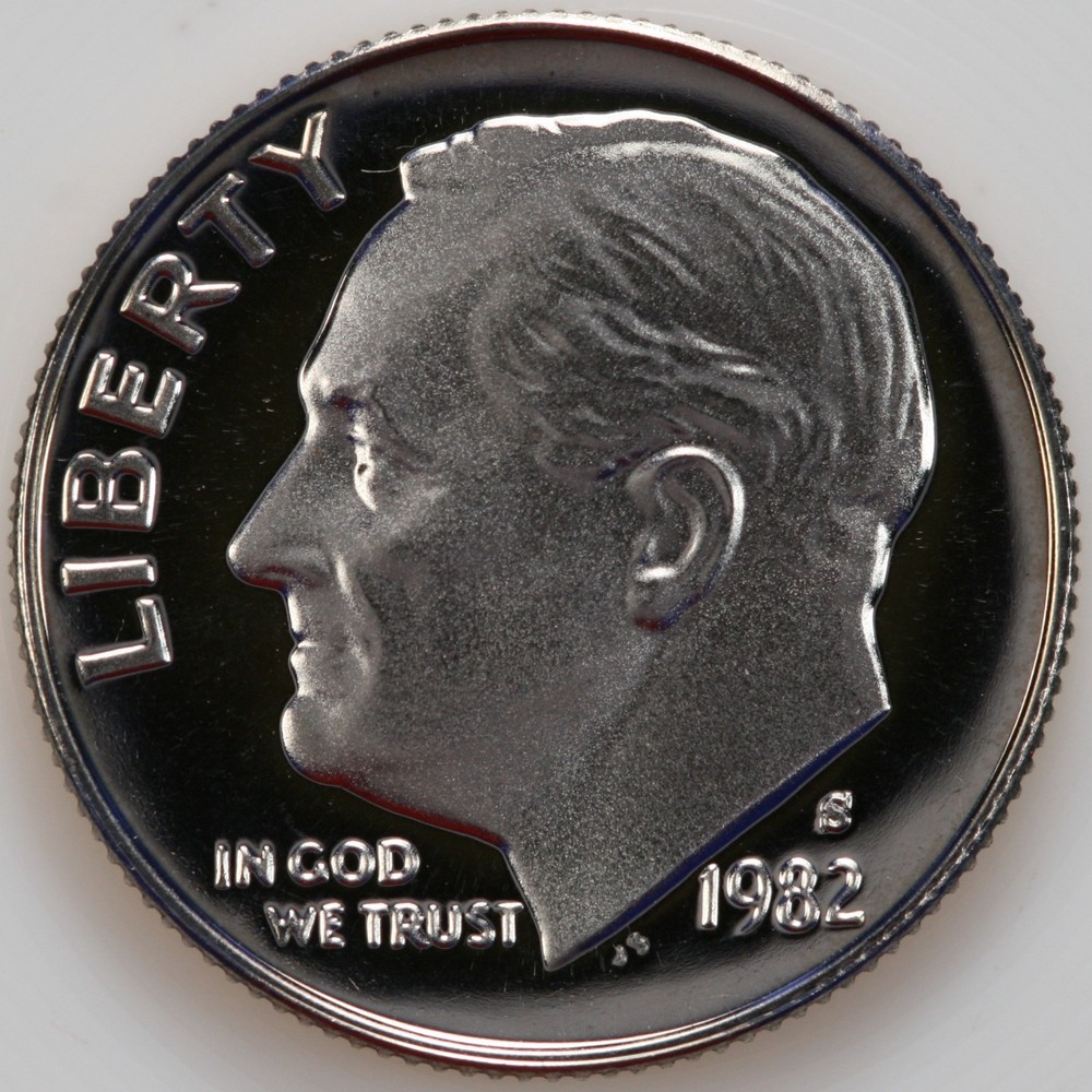 1982 S Gem DCam Proof Roosevelt Dime CN-Clad