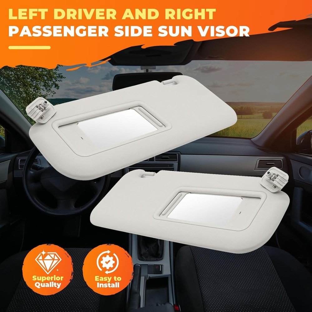 Pair Gray Sun Visor Driver&Passenger Side Compatible with 3 2010 2011 2012 2013