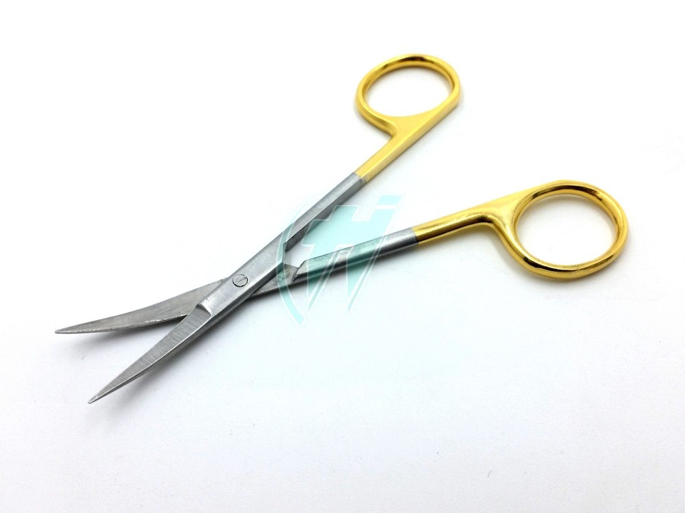 6 GOLD HANDLE IRIS MICRO DISSECTING SCISSORS CURVED 4.5"