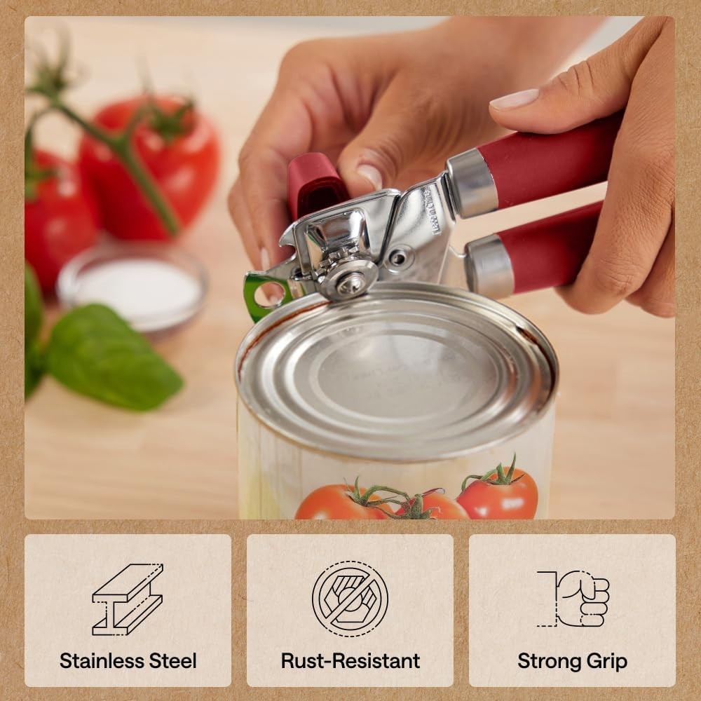 Rust Resistant Manual Can Opener with Smooth Cutting Edge - Ideal Kitchen Tool