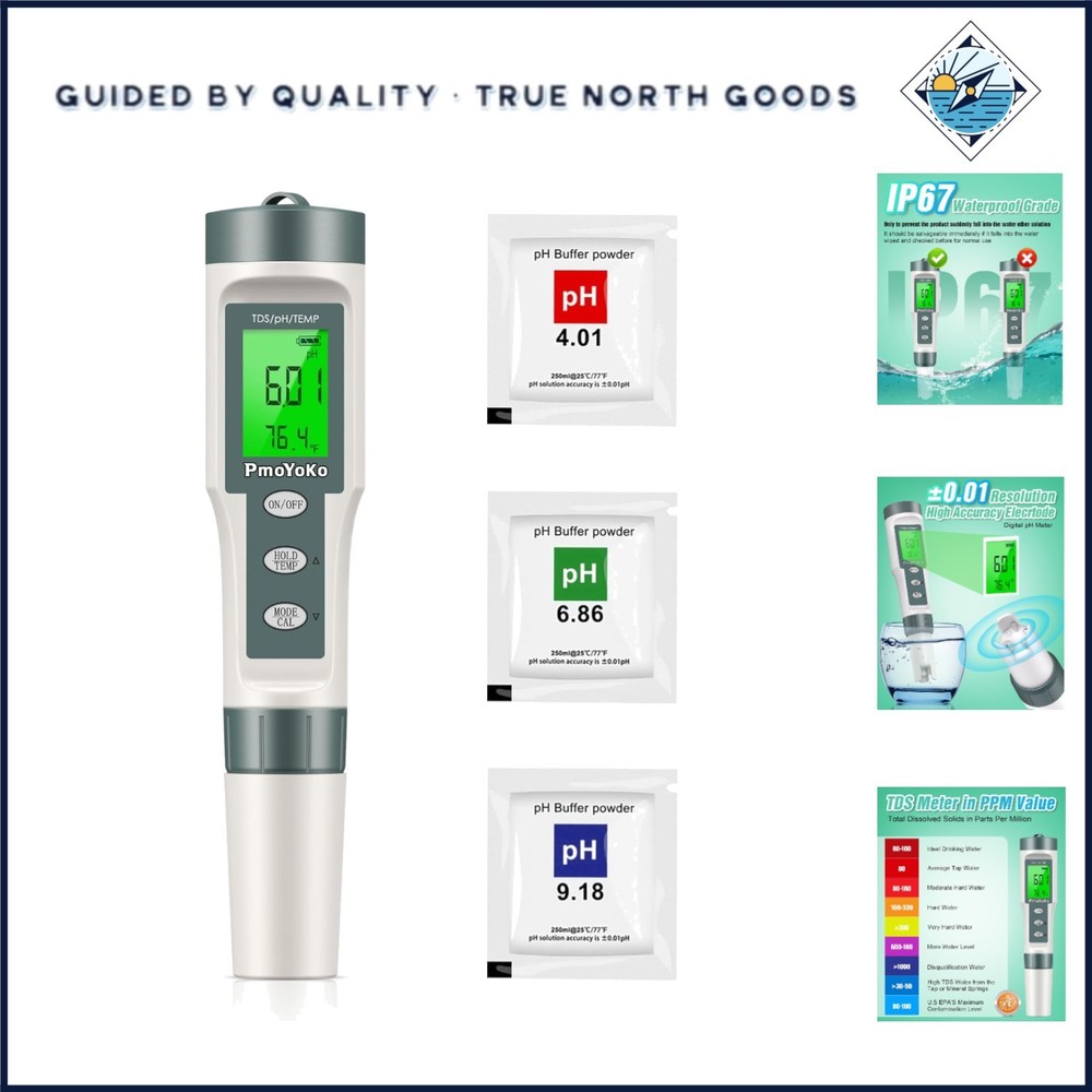 High Precision Water Tester for pH, TDS & Temperature with Backlight Feature