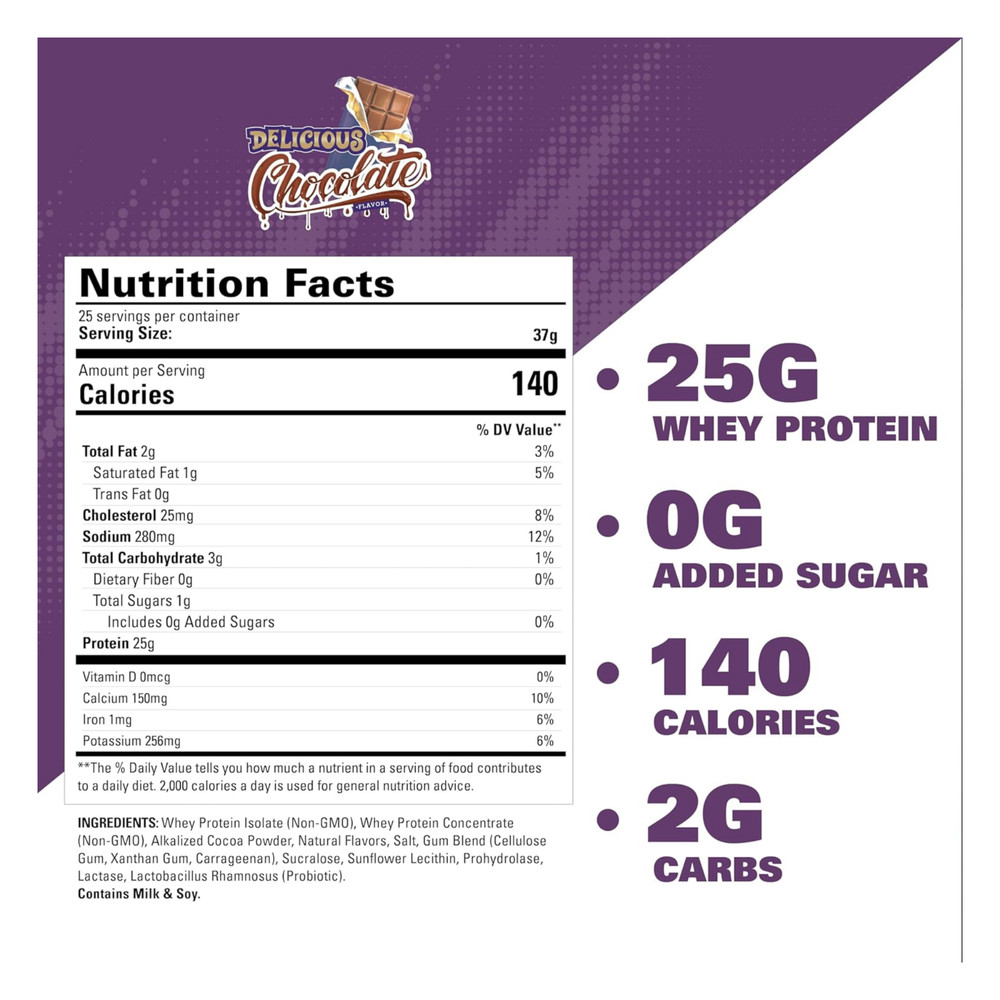 OxyWhey Whey Protein Isolate 25g Protein Low Carb Chocolate 25 Serves