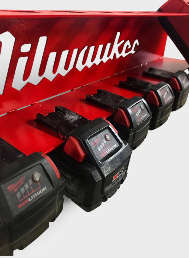 Power Tool Battery Charging Station Organizer for Workshop Wall or Bench