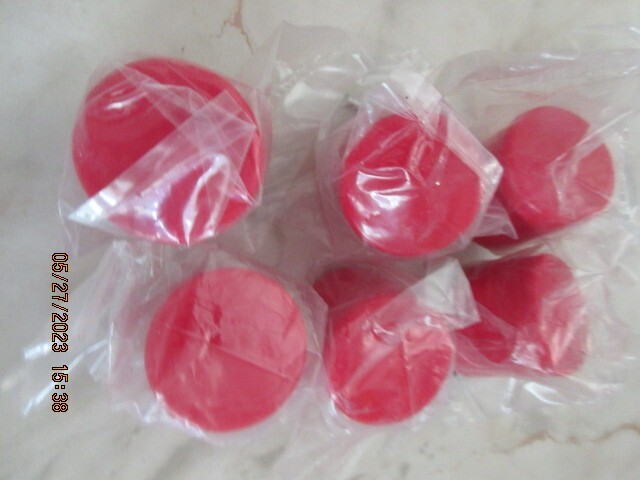 6 Vintage Knobs Wardrobe RED Plastic Pulls Cylinder Finger Grip Cabinet Drawer