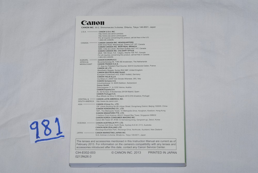 Canon EOS 5D Mark III Instructions Manual Feb 2013 Version