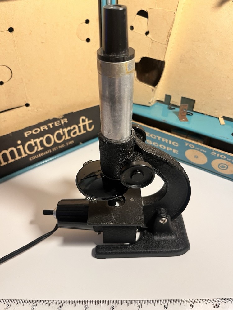 Vintage Porter Microcraft Microscope Lab Kit #2105 Electric Light Working