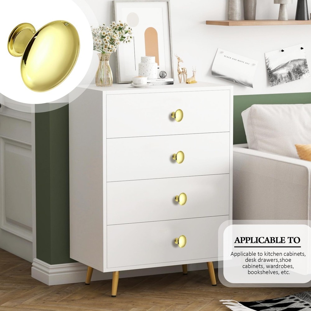 6 Pcs Gold Round Antique Brass Kitchen Cabinet Knobs Drawer Handle Pulls Cupb...