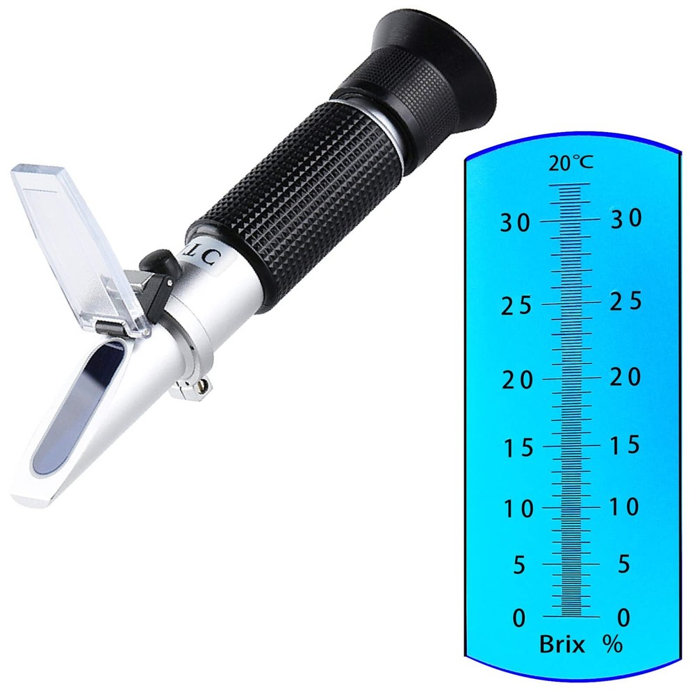 Brix Refractometer 0-32% Brix Meter Refractometer for Testing Sugar Content ATC