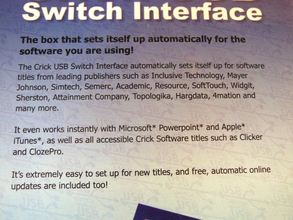 CRICK USB Switch Interface, New Old Stock w/ Software, Cable & User Guide, Nice
