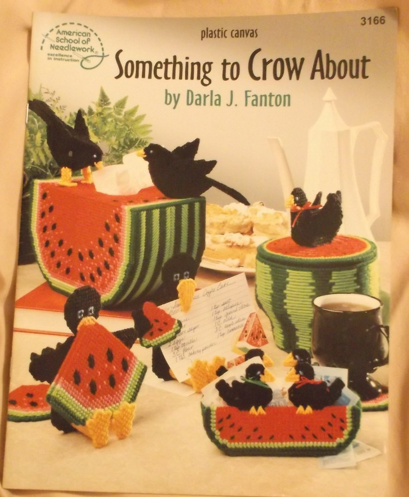 SOMETHING TO CROW ABOUT plastic canvas pattern WATERMELON leaflet decor 1995