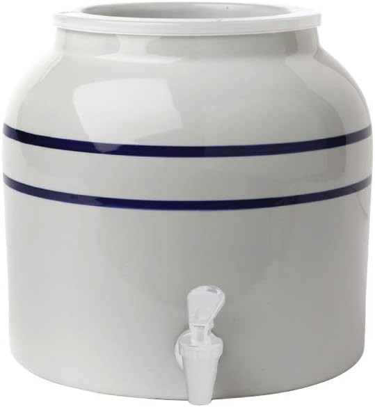 Porcelain Water Dispenser, Classic Blue Stripe