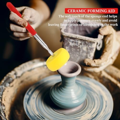 Telescoping Pottery Sponge Ceramic Shaping Tool with 1 Replacement Sponges,