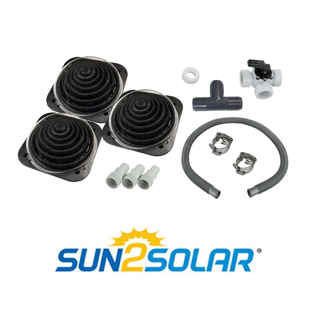 3 PACK Sun2Solar Deluxe Above Ground Swimming Pool Solar Heater w/ Bypass Valve
