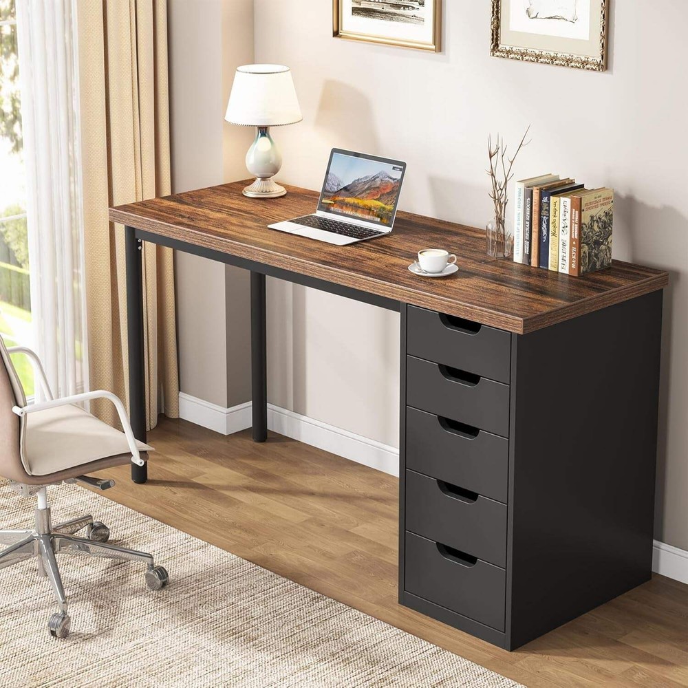 Industrial Rustic Brown Forty Seven Inch Computer Desk Storage