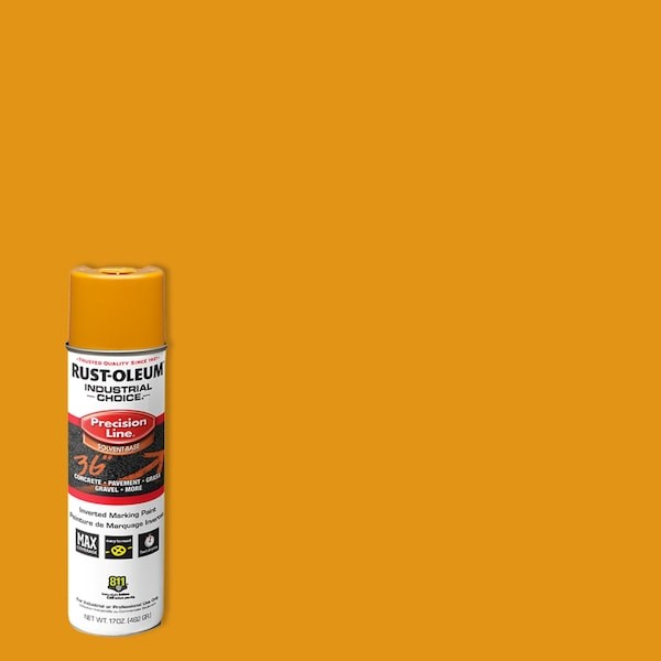 Rust-Oleum 203024V Precision Line Marking Paint, Inverted, Caution Yellow, 20 Oz
