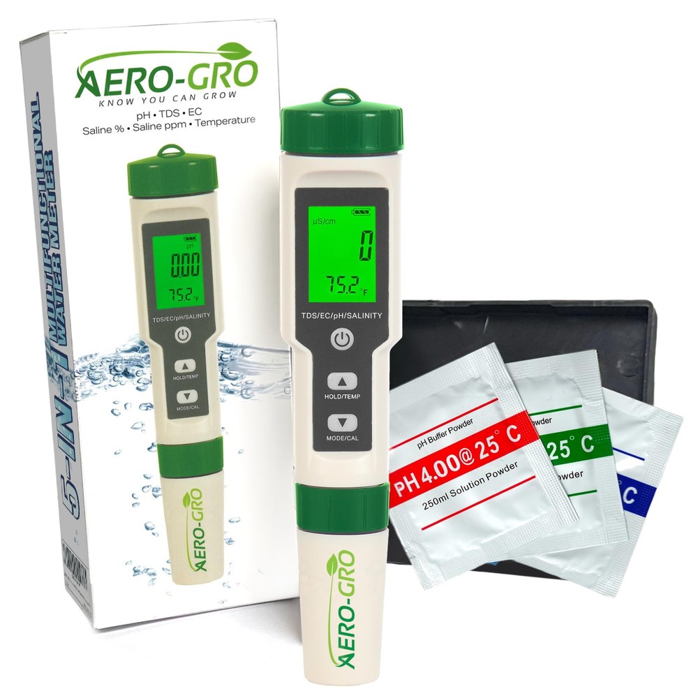 Digital 5-in-1 Meter: 5 Functions: pH, TDS, EC, Salinity%, Salinity ppm, and ...