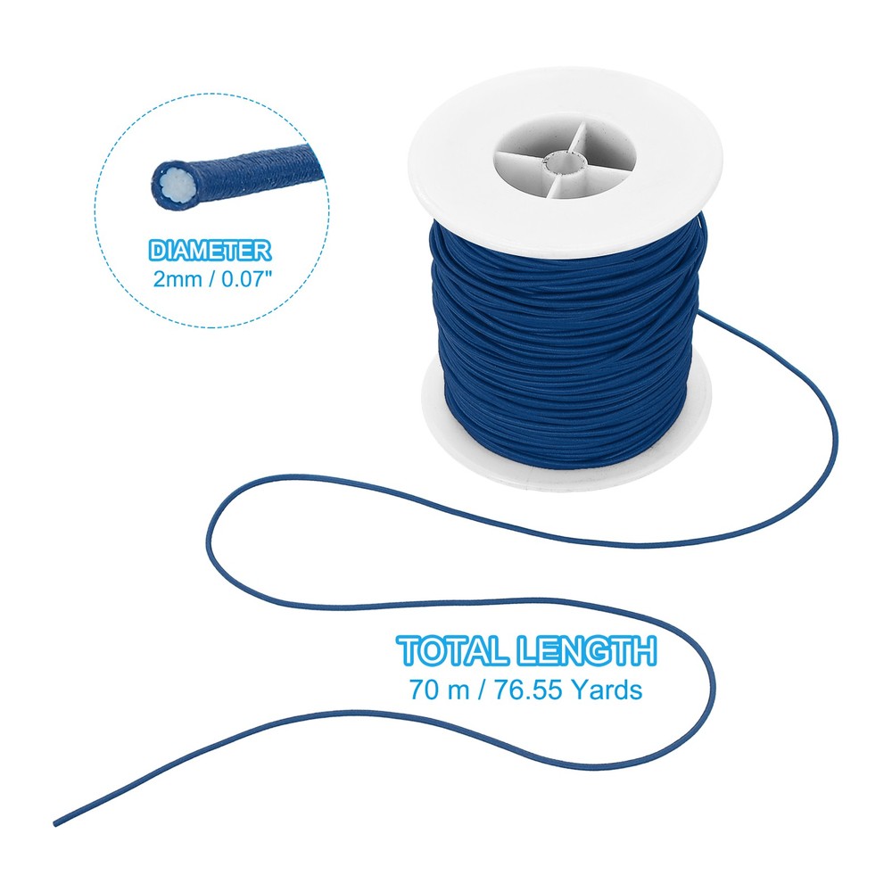 Elastic Cord, 2 mm Stretchy Elastic String 77 Yards Dark Blue