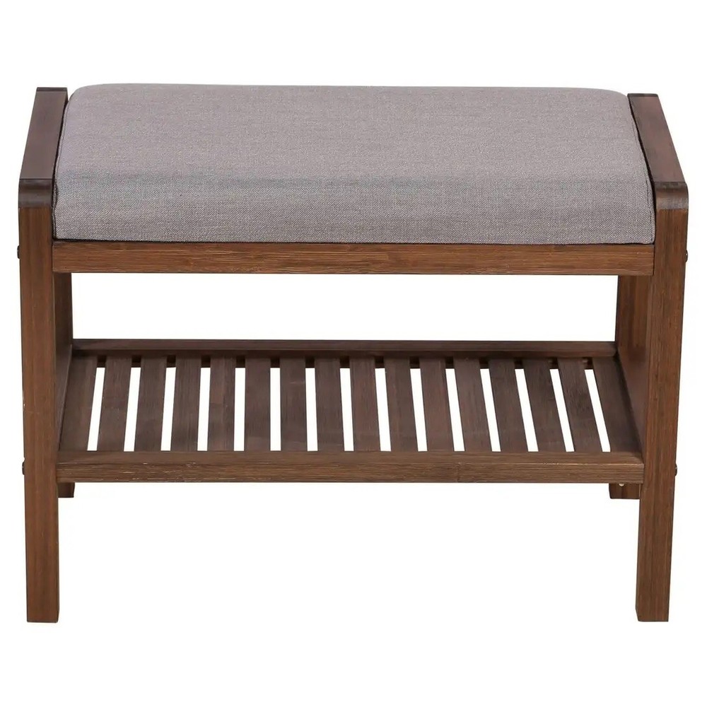 Padded Entryway Bench With Shoe Rack