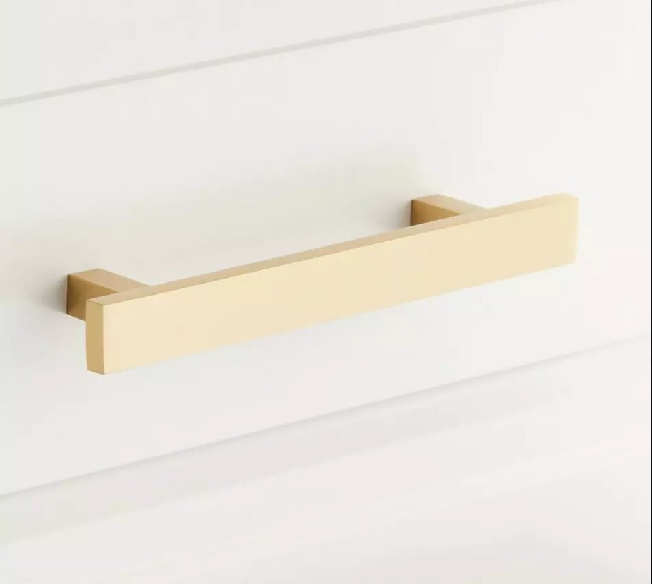 Signature Hardware - 4" Covello Solid Brass Cabinet Pull - Satin Brass