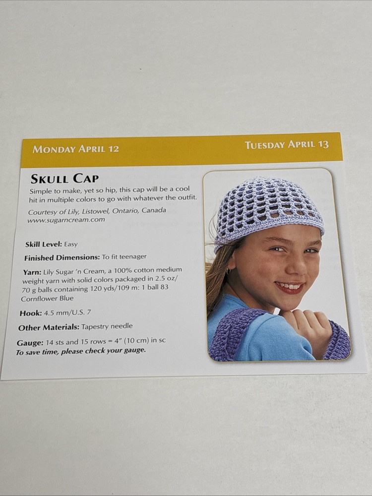 Skull Cap Crochet Pattern Card Page