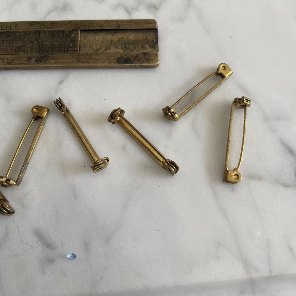 36 Vintage Brass Pin Assemblies 26mm