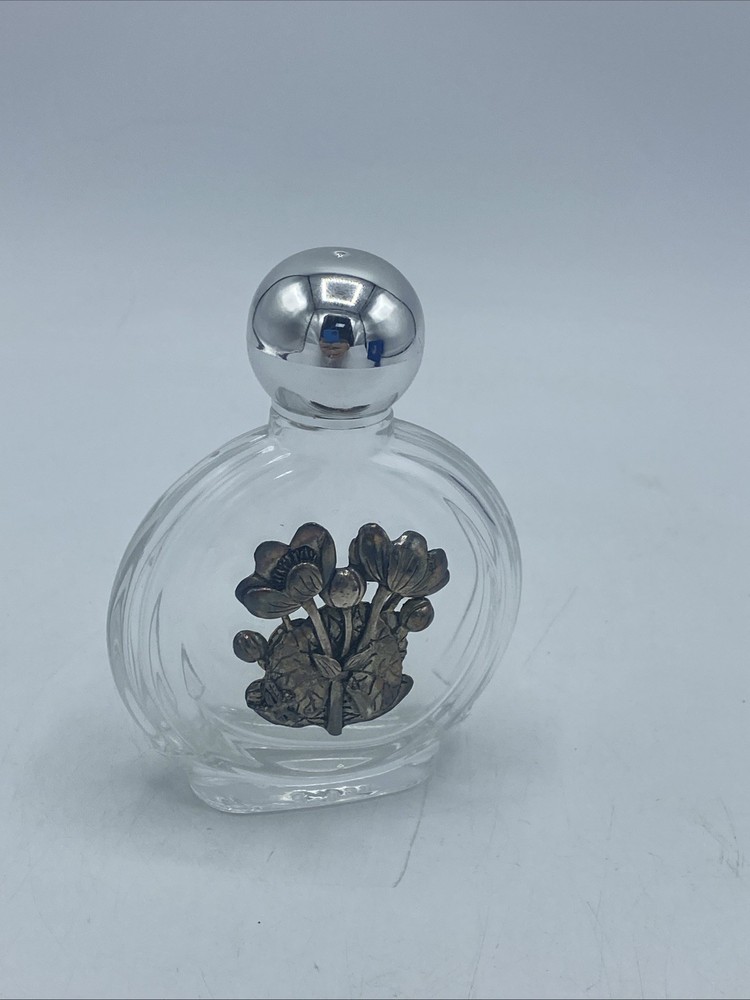 Silver Scenes Glass Perfume Bottle Boxed