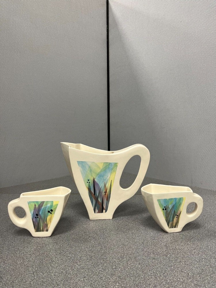 Ceramic Pitcher With Matching Ceramic Cups Minimalist and Elegant