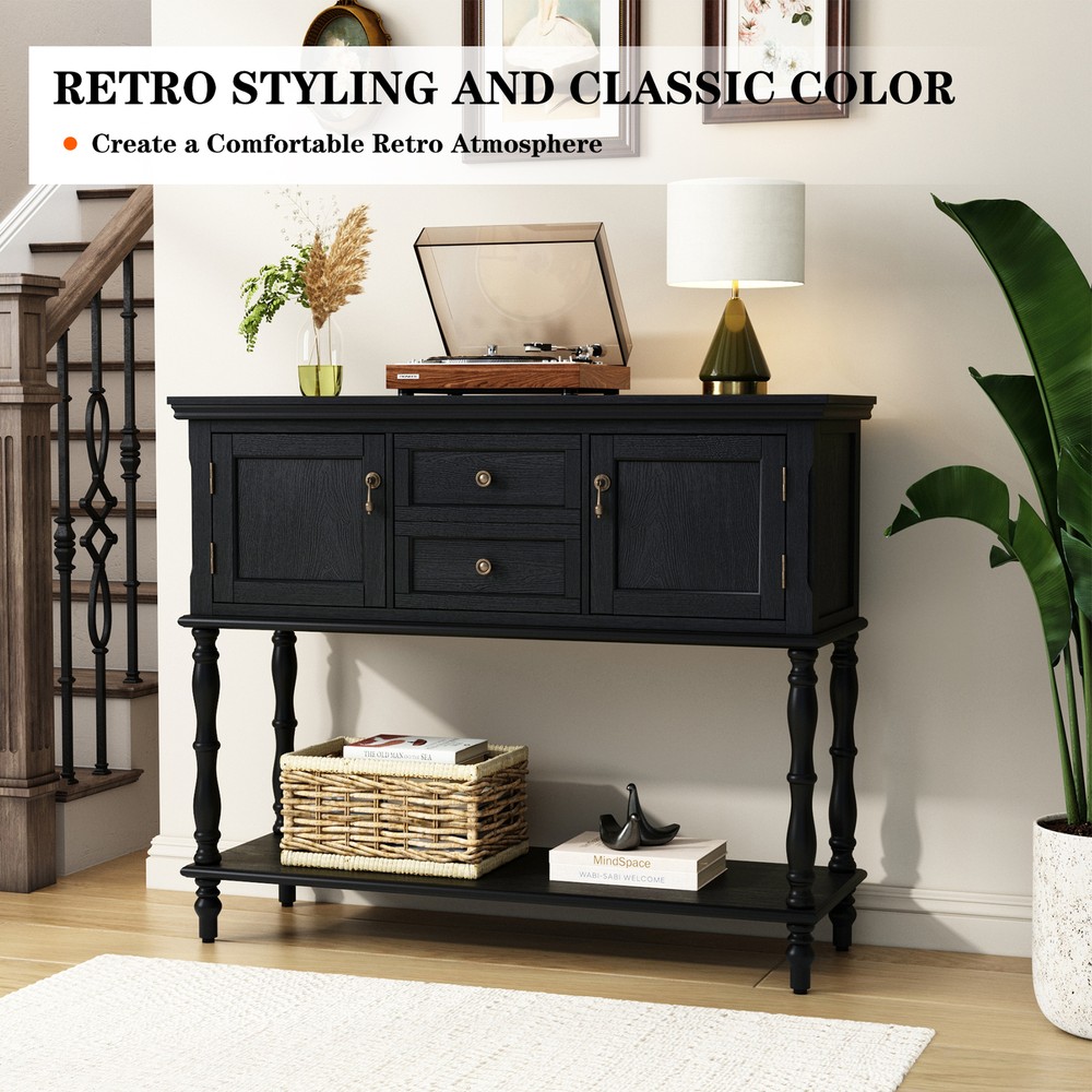 Sideboard Storage Dining Buffet Cabinet Console Table with Shelf&Drawers Black