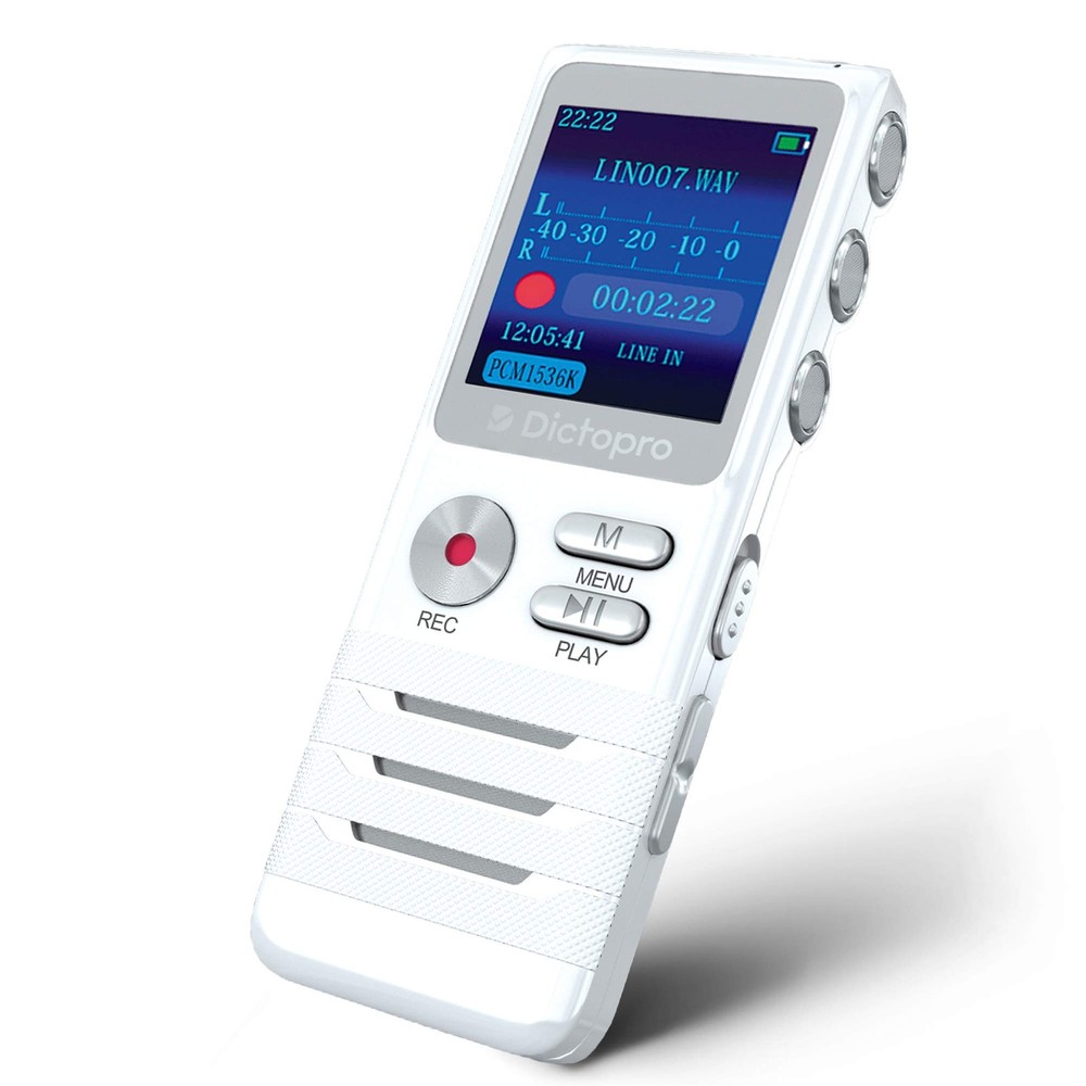 Voice Activated Digital Recorder - Ultra Sensitive Dual Mics, Small, White