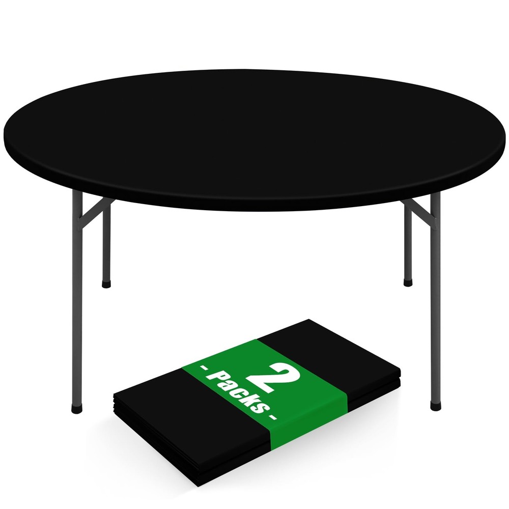 Moosfor Round Spandex Tablecloth 2 Pack, Elastic 45"-56" (Round), Black