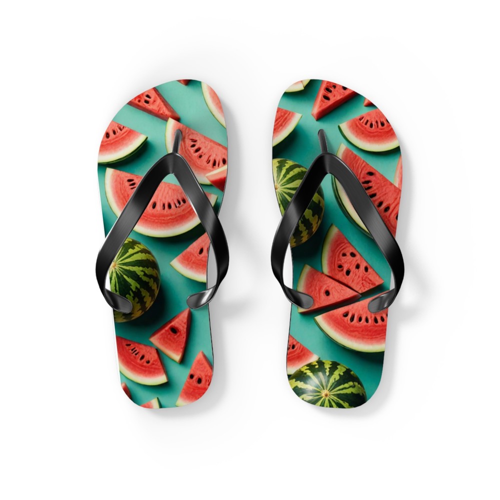 Watermelon Print Flip Flops | Summer Fruit Sandals
