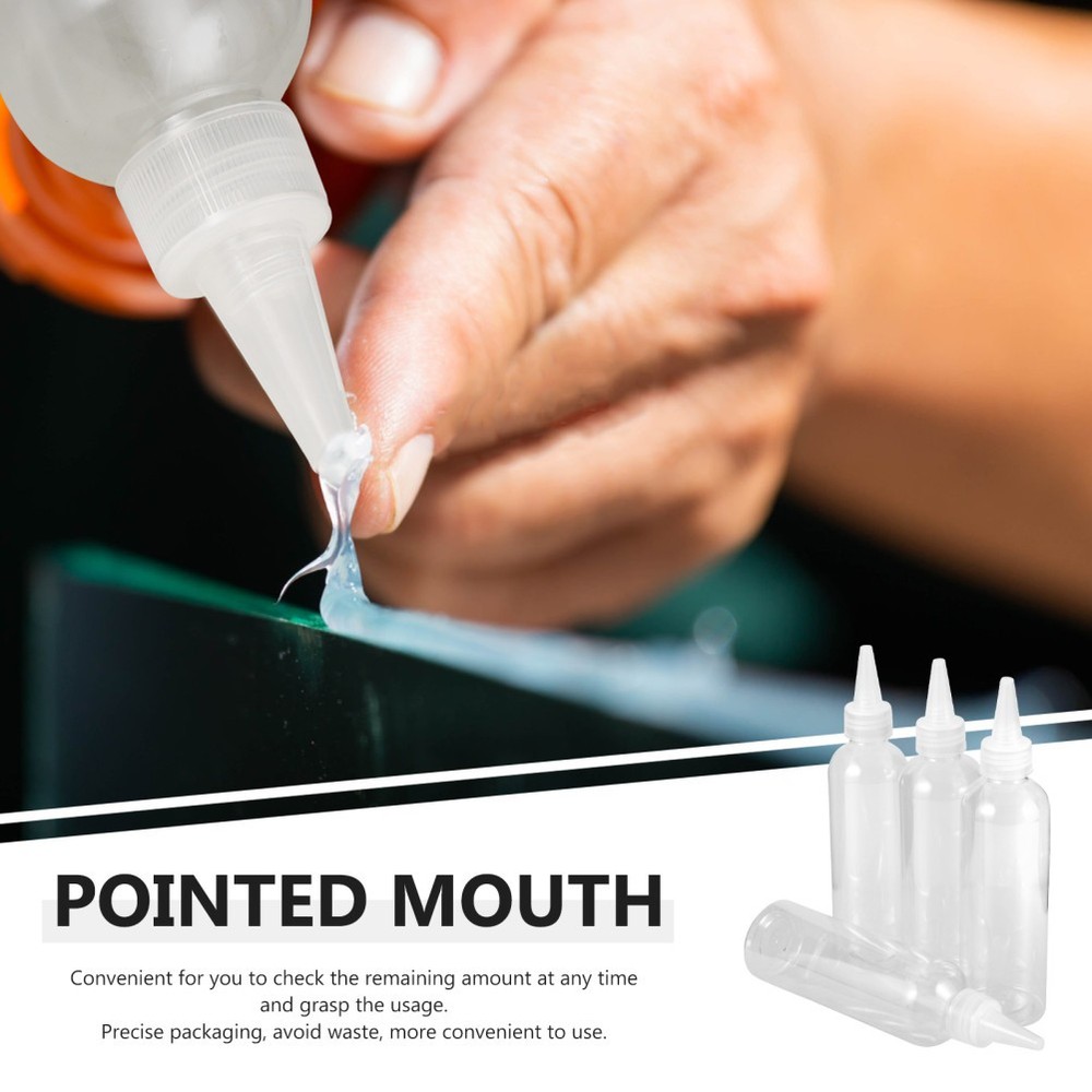 4 Pcs Clear Plastic Precision Tip Bottles for Squeezing Glue or Lubricants