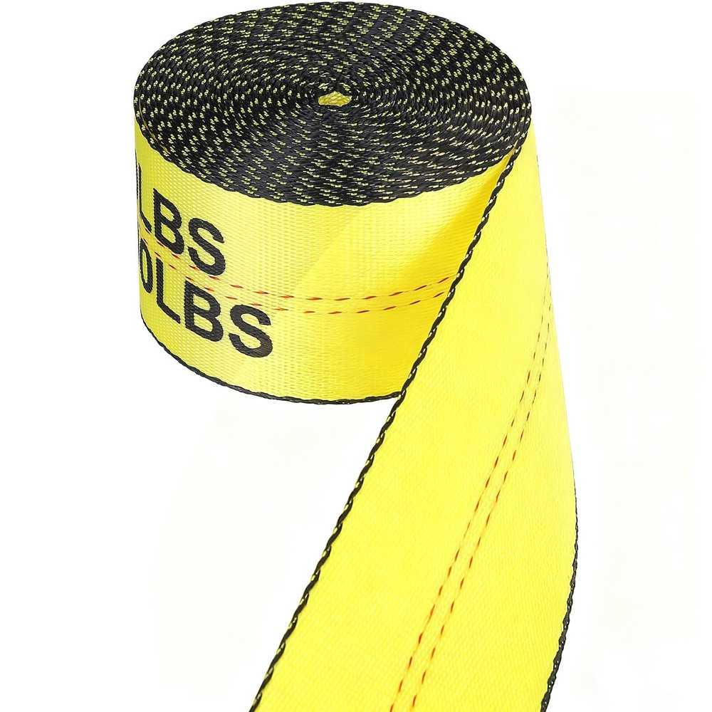 4"x30' Winch Straps 6000lbs Capacity Flat Hook Tie Downs Cargo Control Yellow