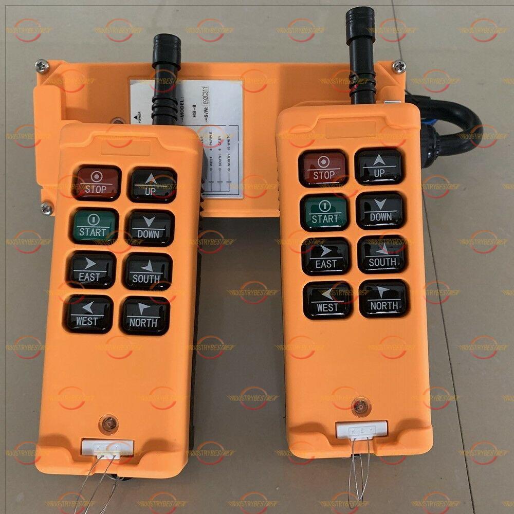 2 Transmitters 8 Channels Industrial Wireless Crane Hoist Remote Control 12-380V