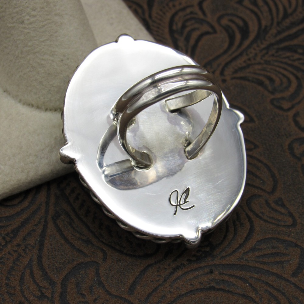 *Amazing Sterling Silver Oval Septaria Ring Size 8