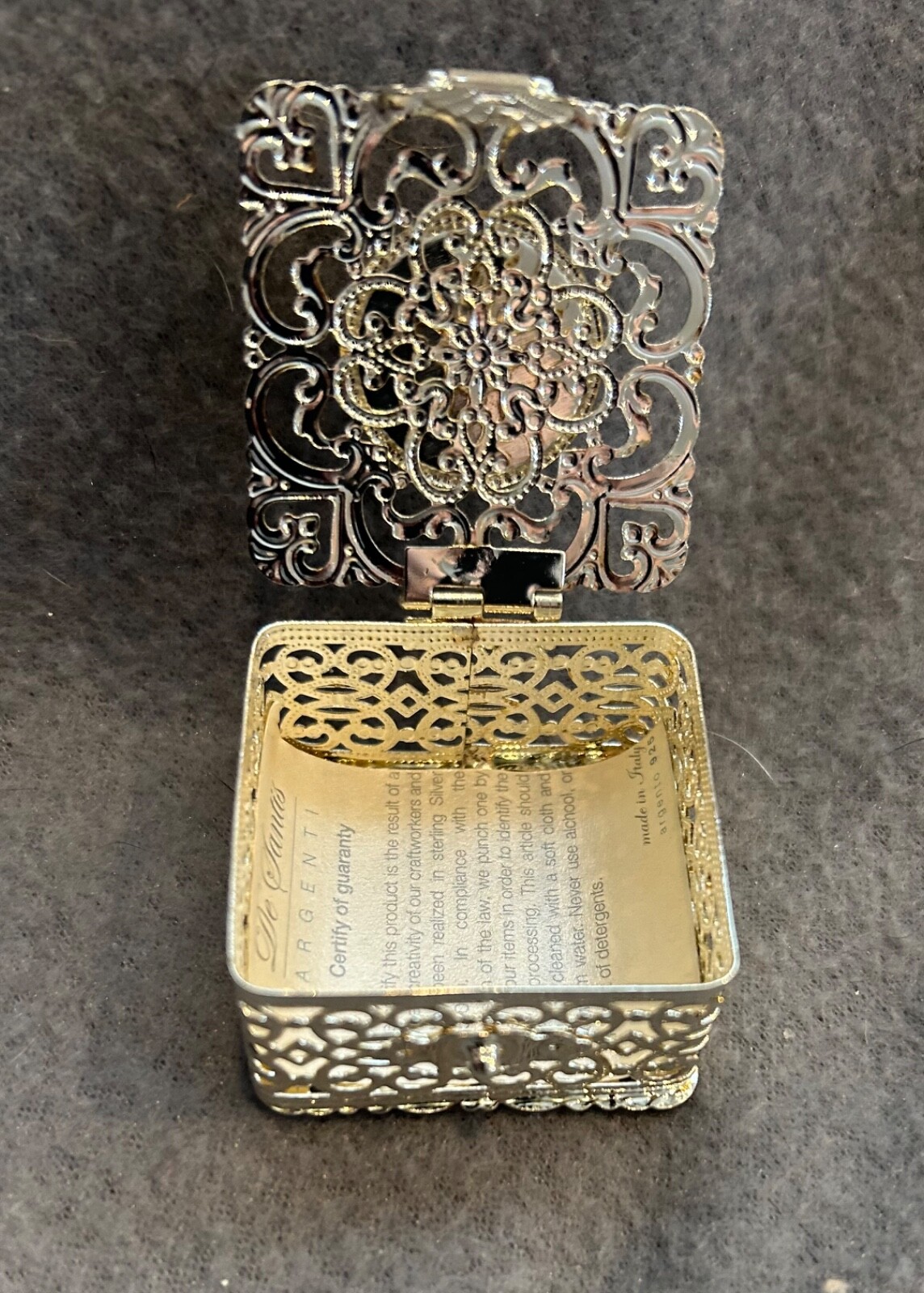 DeSantis ARGENTI (Italy) - 925 S. Silver Rosary in Filigree Box - ANGELS - Blue