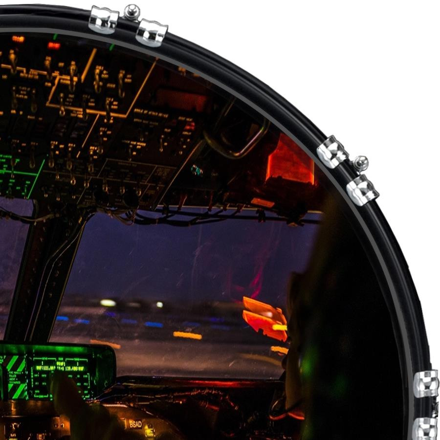 20" Custom Bass Kick Drum Front Head Graphical Flight Deck