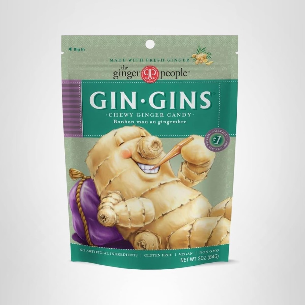 GIN GINS Ginger Chews – Healthy 3oz Candy for Tummy Relief & Snacking