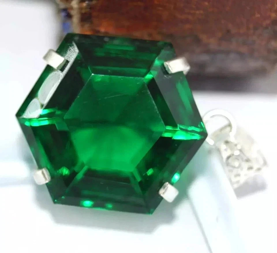 Certified 92.3 Ct+ Natural Tsavorite Garnet 925 Solid Silver Pendant Gemstone