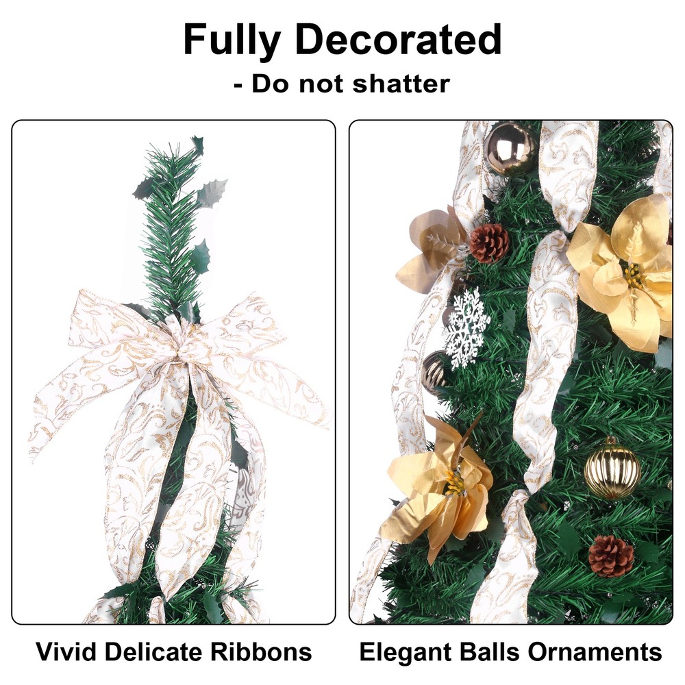 6Ft Pop Up Christmas Tree Pull Up Christmas Tree with 200 LED Lights & Remote