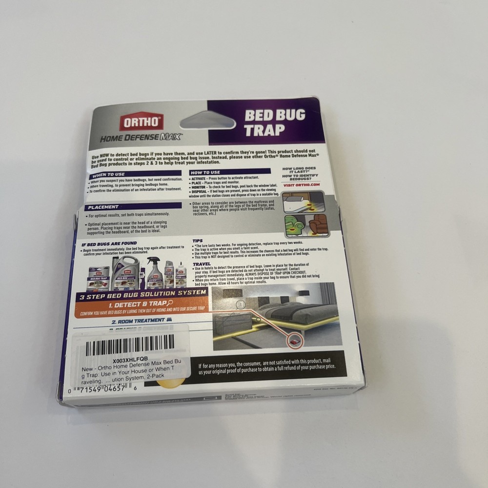 Ortho Home Defense MAX Bed Bug Traps (2 Pack) New