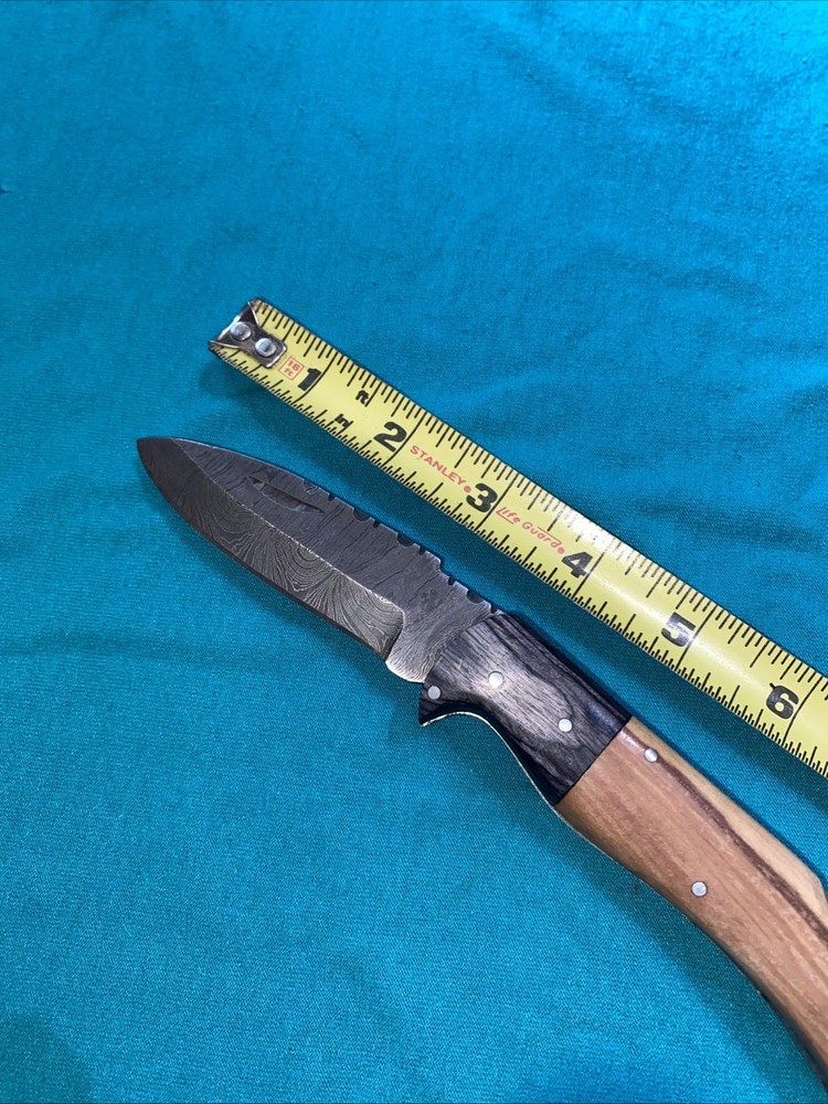 Handmade Damascus Lock-Back Folding Knife With Sheath