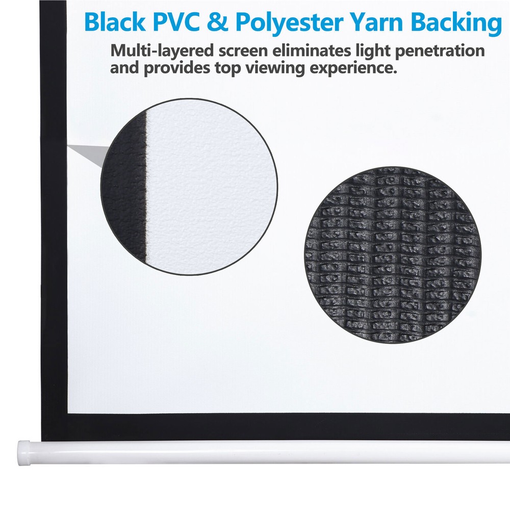 80" Manual Pull Down Projector Screen 3D Vivid Viewing Wall & Ceiling Mounted