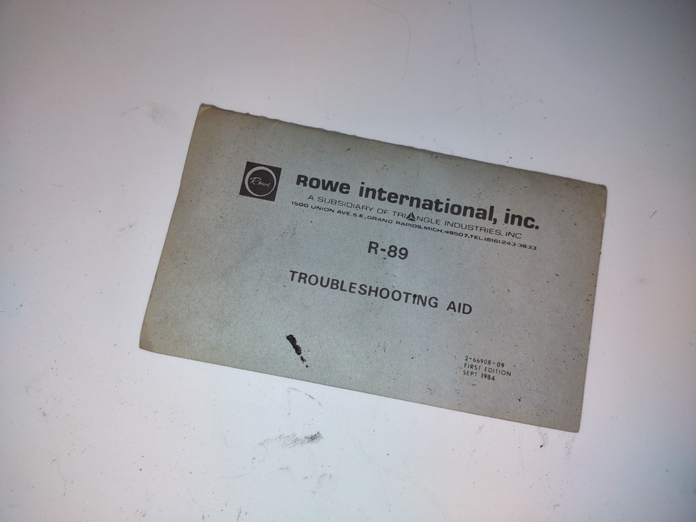 rowe r-89 arcade jukebox troubleshooting aid