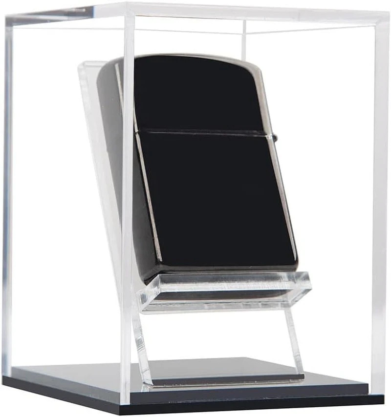 Display Case for Zippo Lighter Stand Holder Clear Acrylic Box Protected Protecti