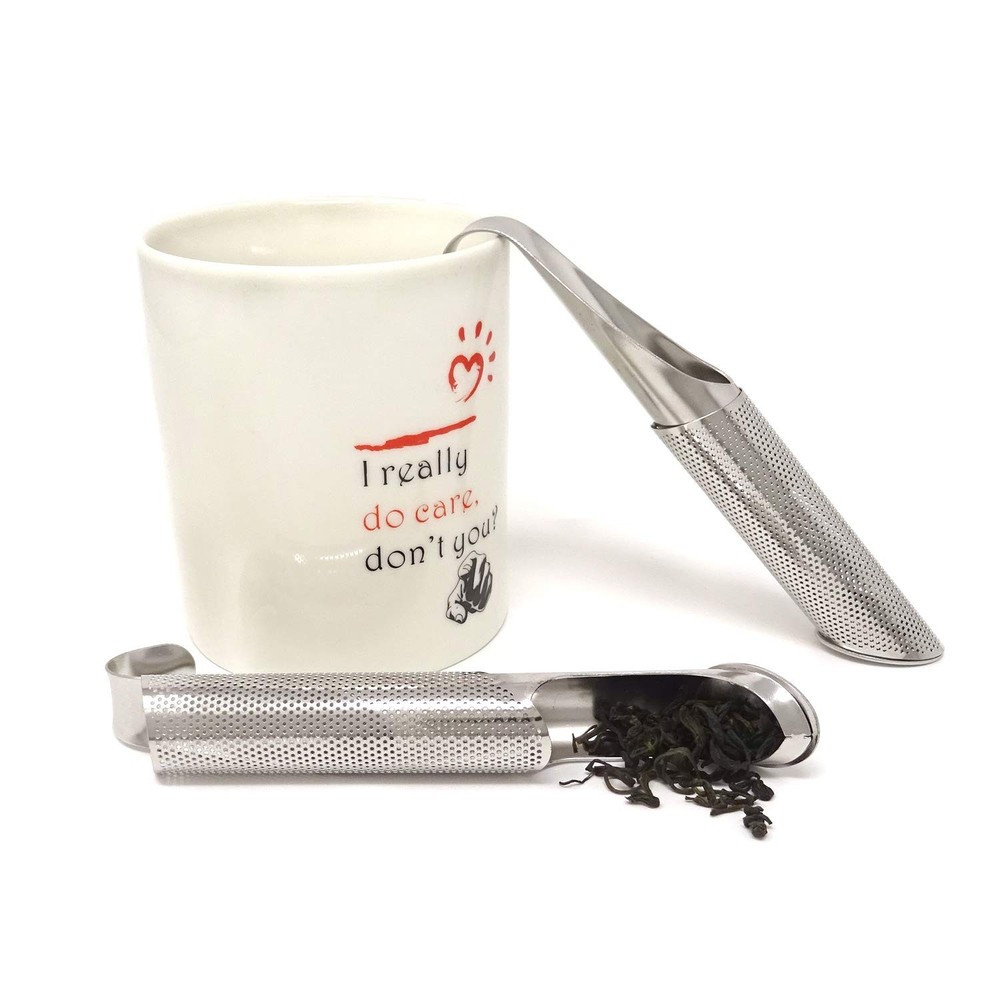 Stainless Steel Tea Infuser Strainer Filter Stick Pipe Hook 2 PCS